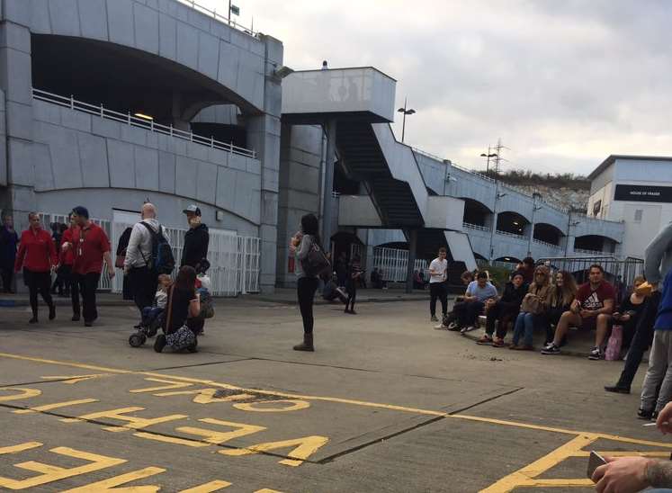 People gathered by the multi-storey car parks. Picture: Caitlin Waghorn