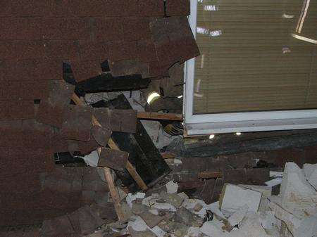 The aftermath of an accident in Hurst Close, Staplehurst in which a car crashed into a couple's living room.