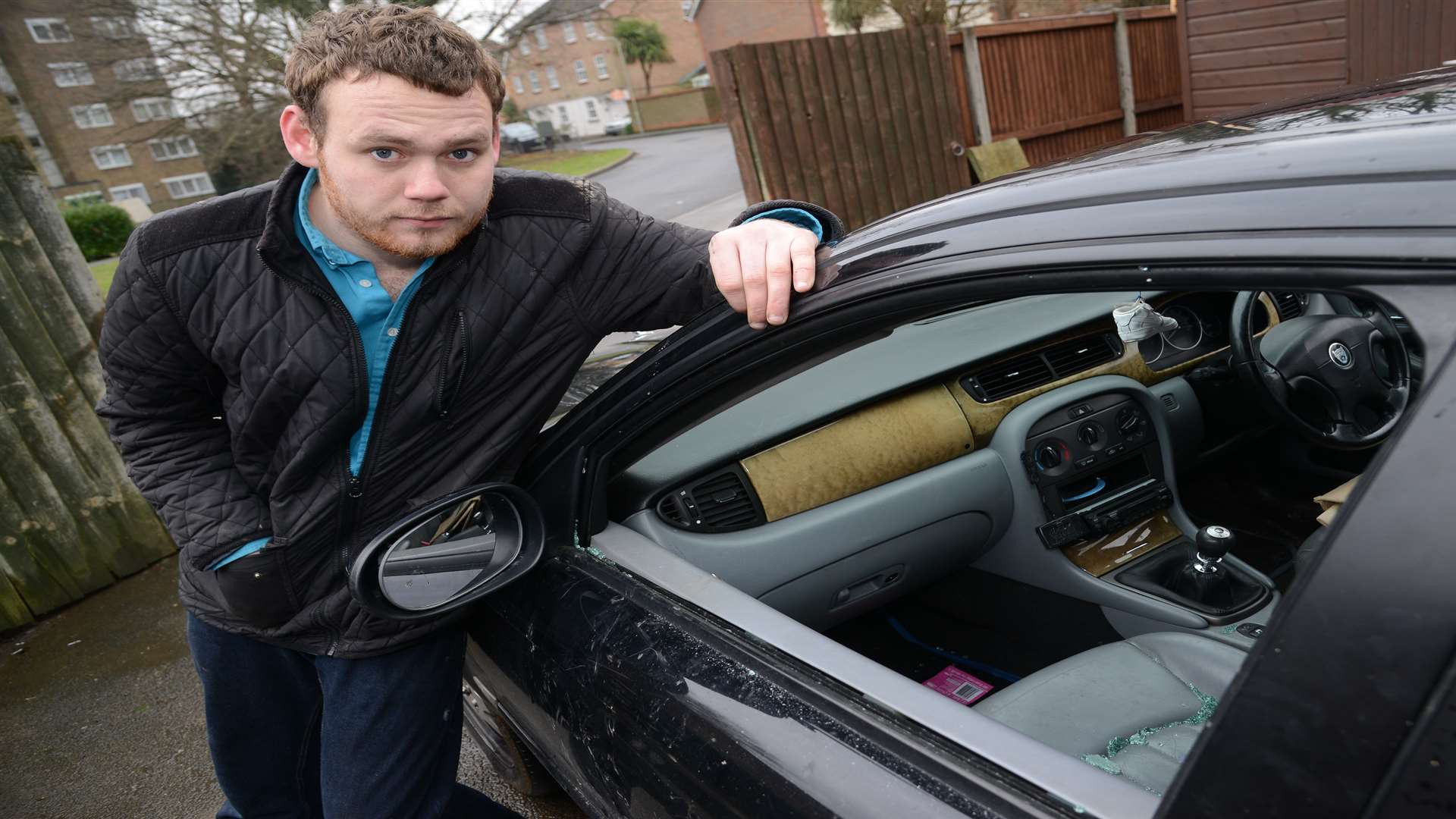 Troy Powell's car window was smashed by vandals