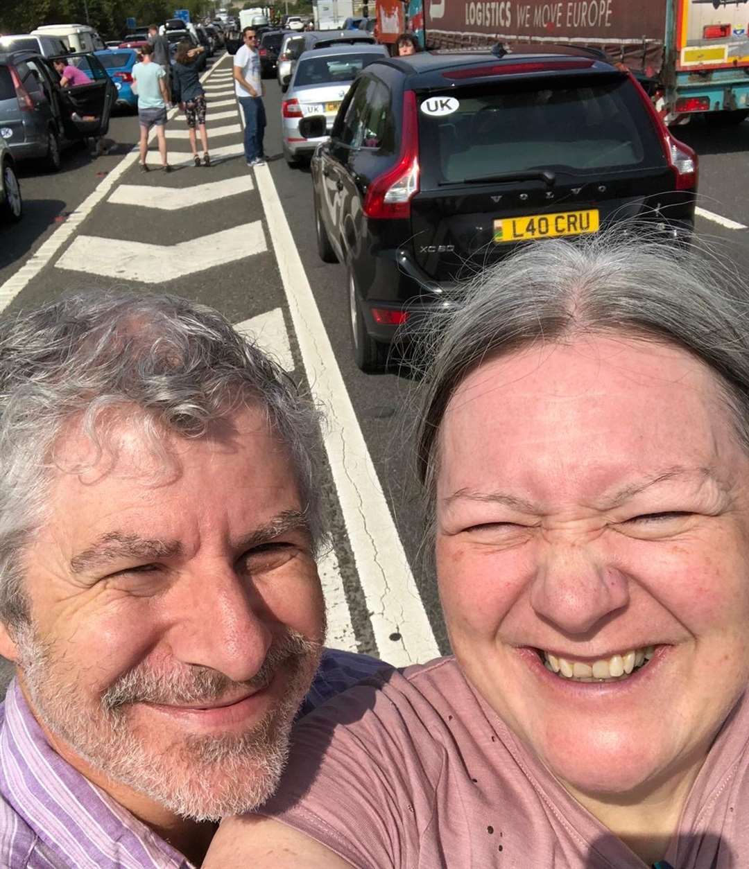Paul Stafford, his partner Alison and their two sons were stuck in traffic leading towards the Channel Tunnel at Folkestone at the start of the summer holidays in July 2022. Picture: Paul Stafford