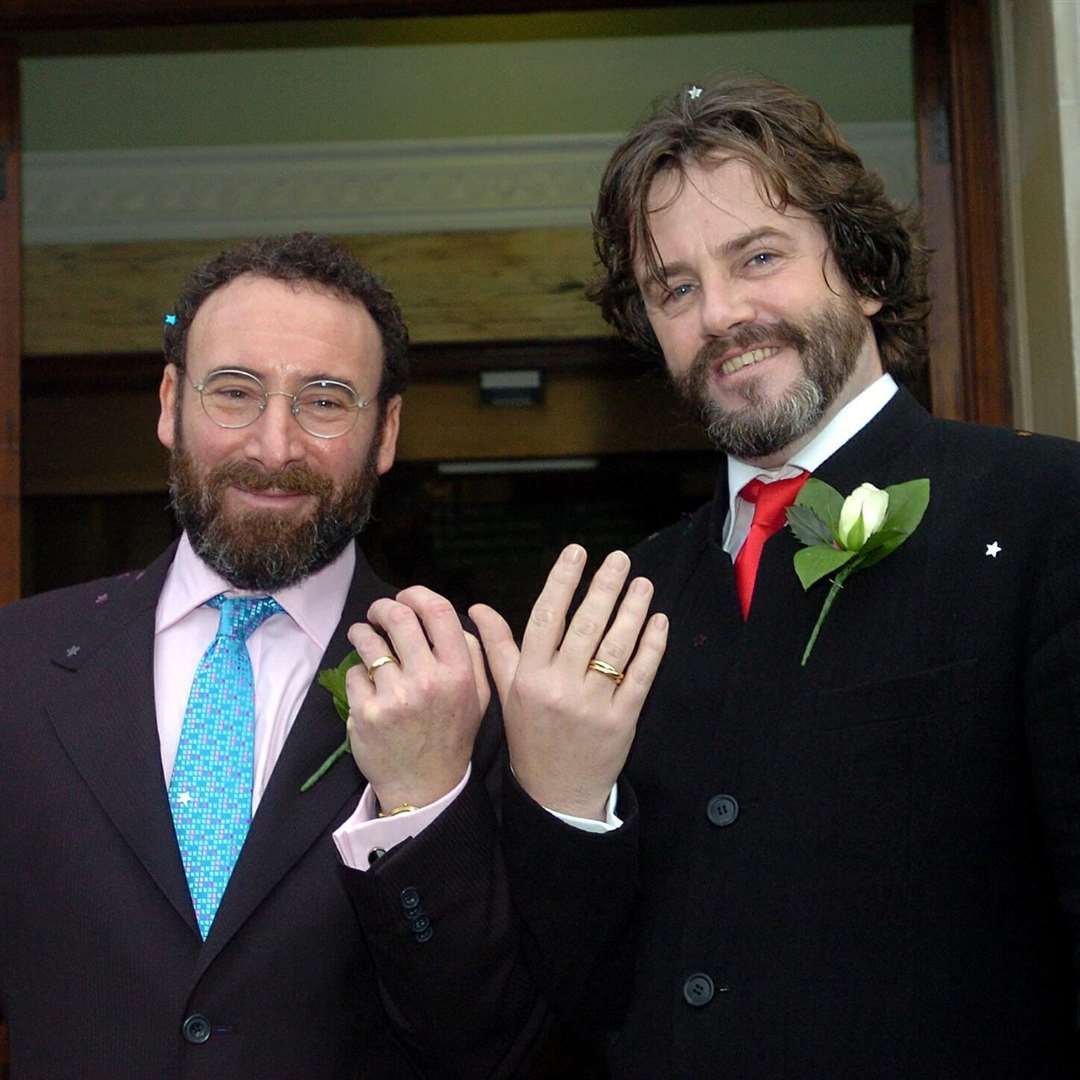Sir Antony Sher (left) and Greg Doran tied the knot as soon as they were legally able to do so in the UK (Michael Stephens/PA)