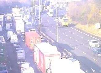 Traffic queuing on the approach to the Dartford Tunnel due to a crash on the Essex side. Photo: National Highways