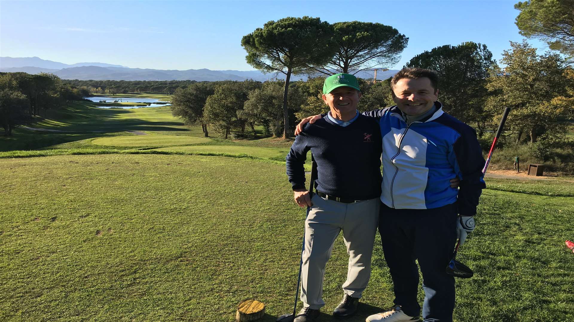Jeff Fuidge and Chris Hollins on the 13th tee of The Stadium Course at PGA Catalunya
