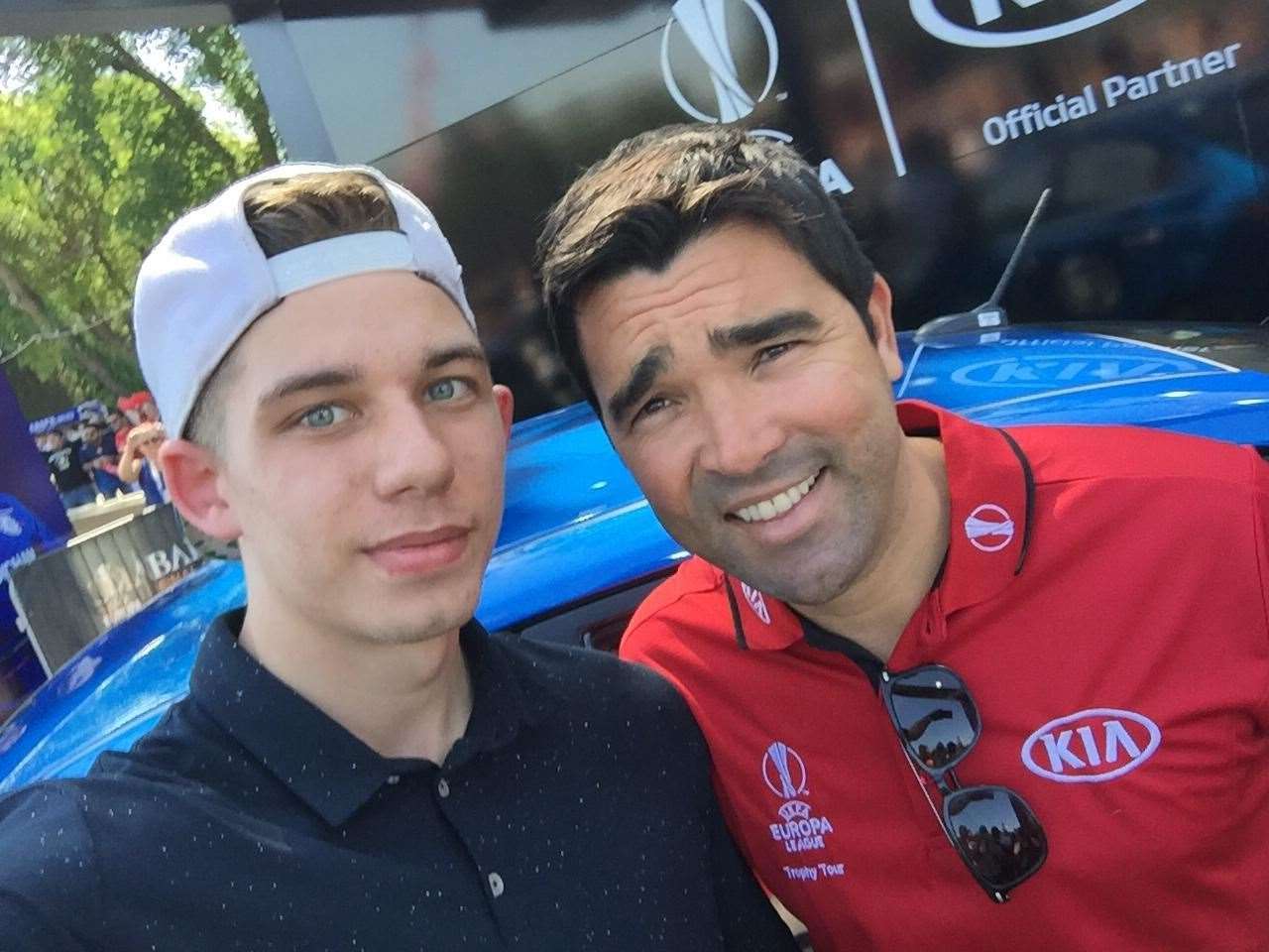 Elliot Russell with ex-Chelsea and former Barcelona and Chelsea legend Deco