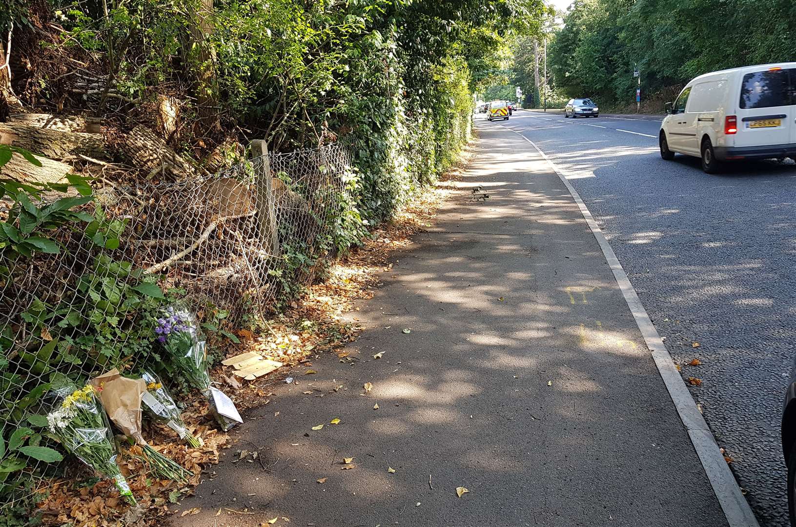 Floral tributes were left at the spot where he died