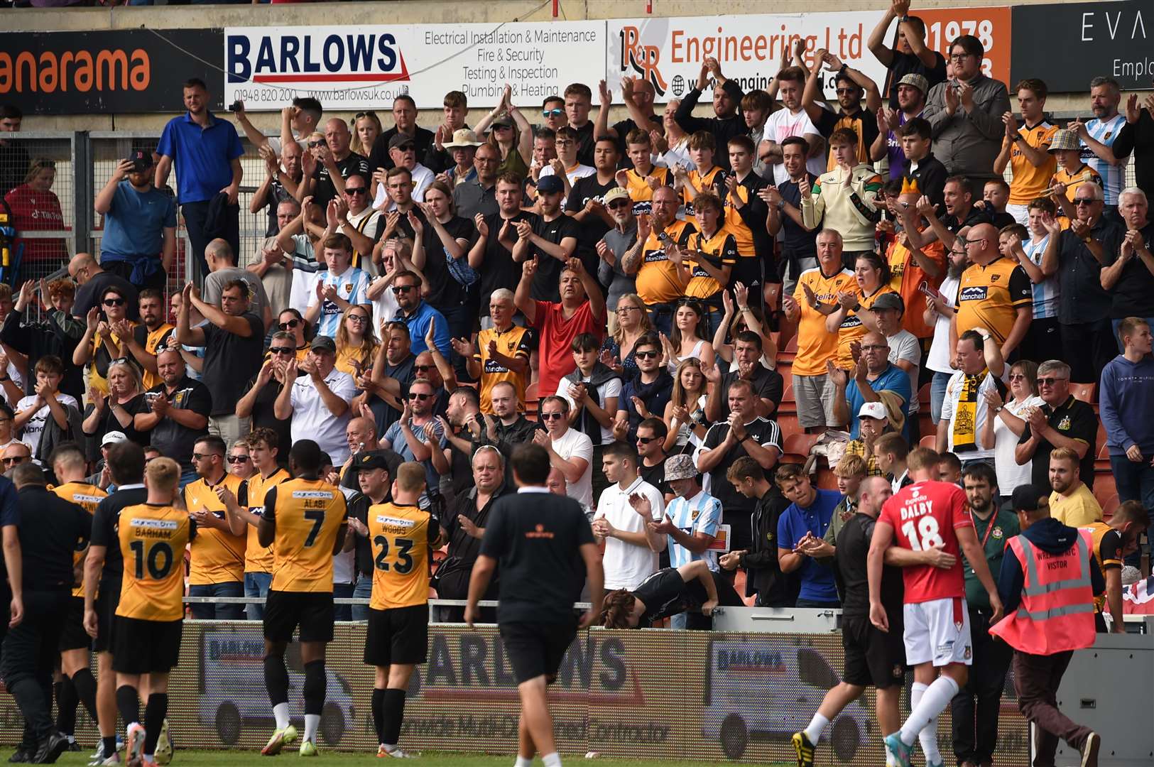 Maidstone players thank the 200 travelling fans at Wrexham Picture: Steve Terrell