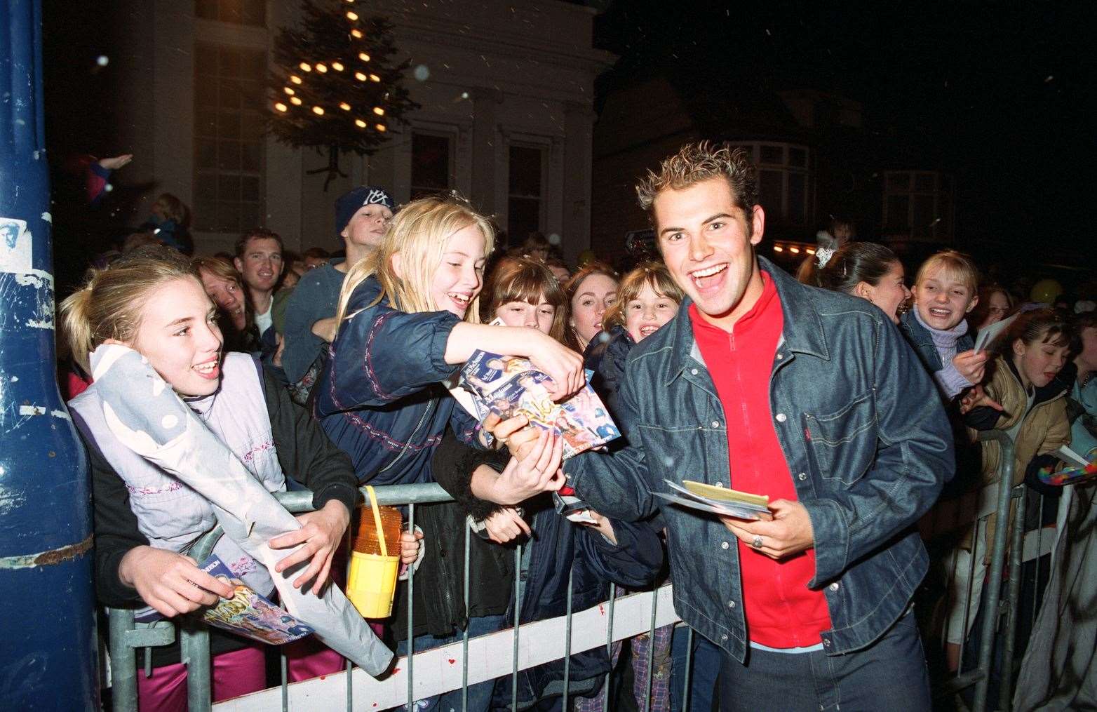 Aussie actor Daniel MacPherson and fans at the Whitstable Christmas lights switch-on