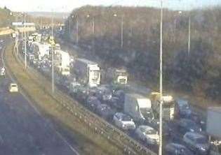 Traffic between J3 for Maidstone and J4 for Gillingham on the M2 is at a standstill. Picture: National Highways