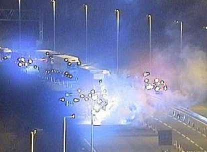 Car fire on the M20. Pic: Highways England