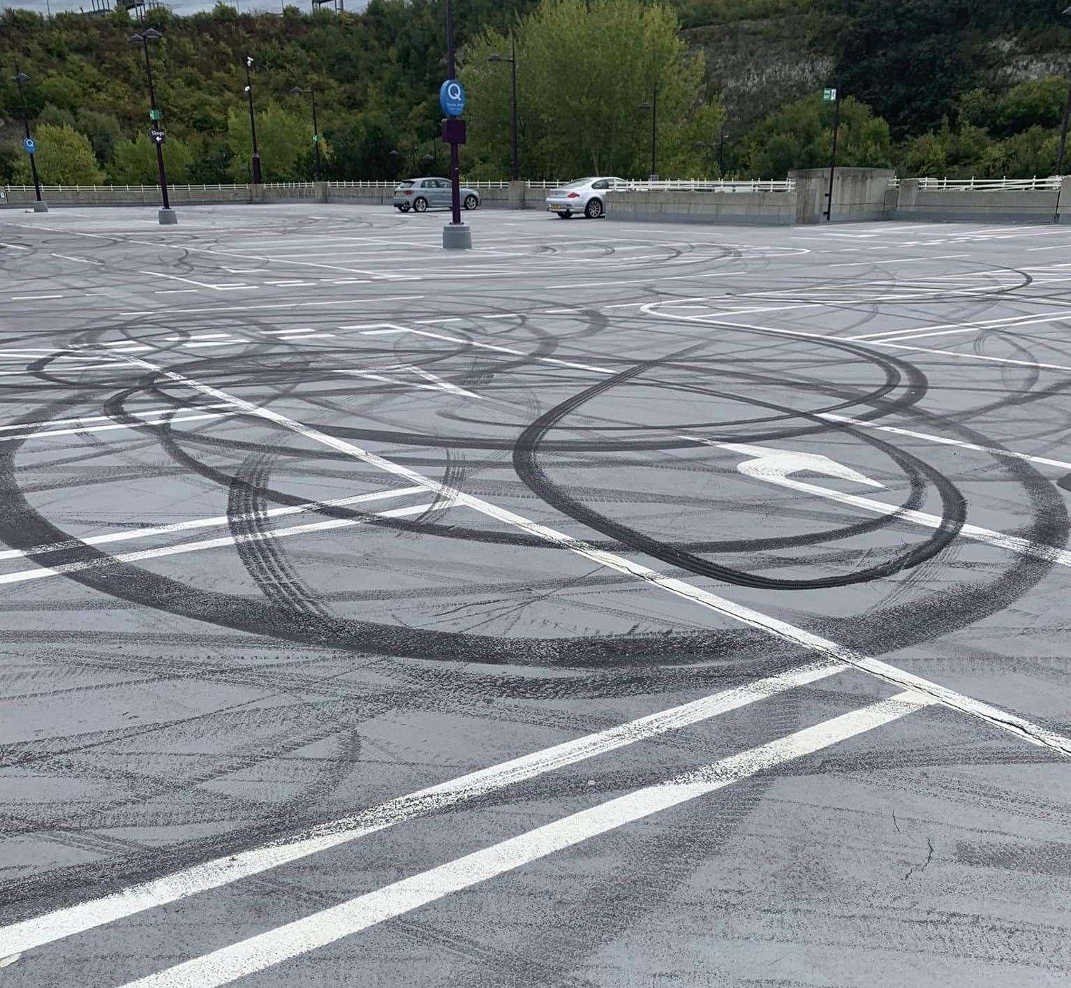 The trye marks in Bluewater car park were left following a meet