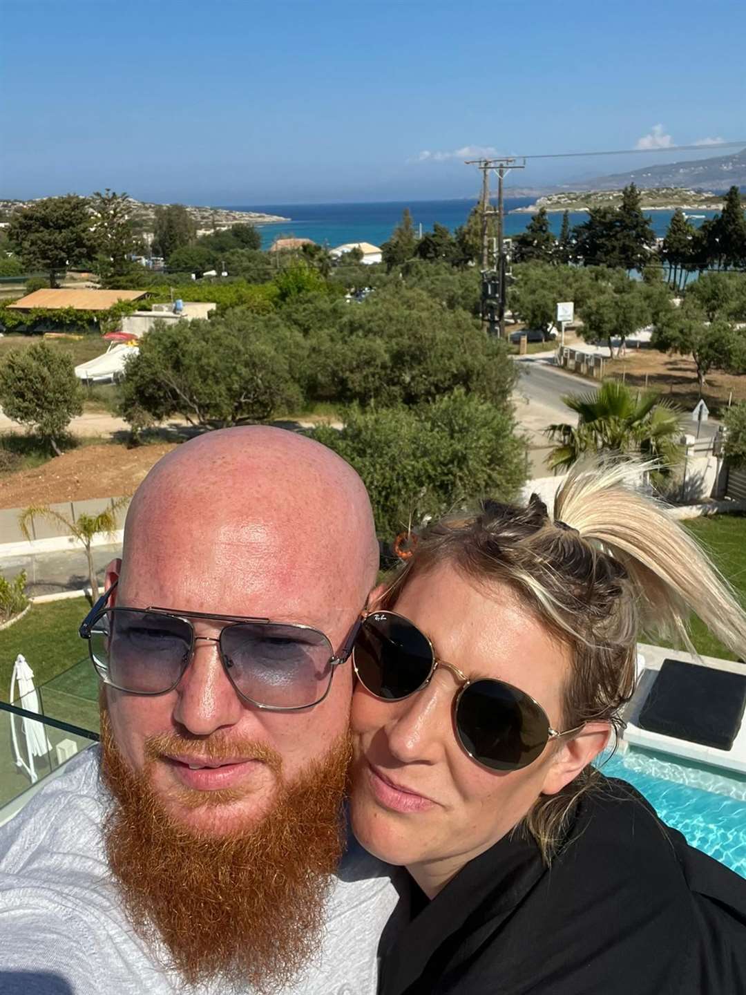 Dean Fitton with wife Gemma in Crete, the day before their friends' wedding