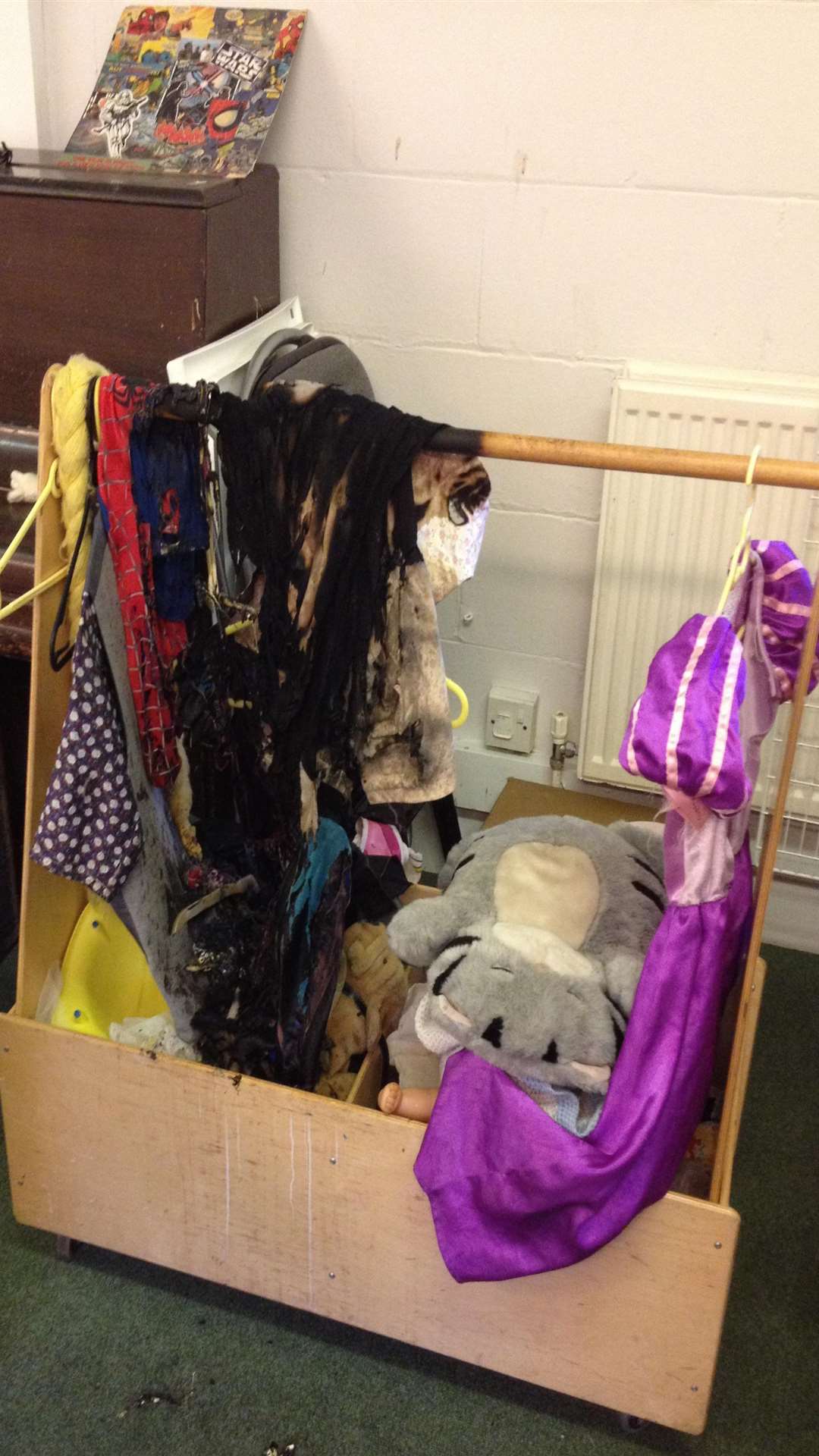 The dressing up box at Meadows Pre-school was set alight