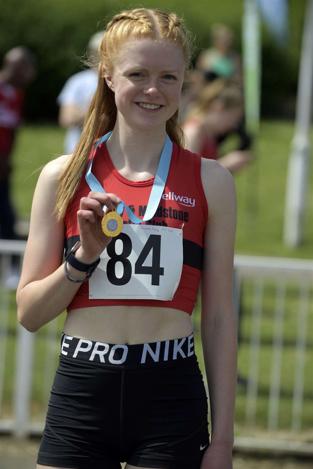 Charlotte Young (Maidstone) with her 1500m gold Picture: Barry Goodwin