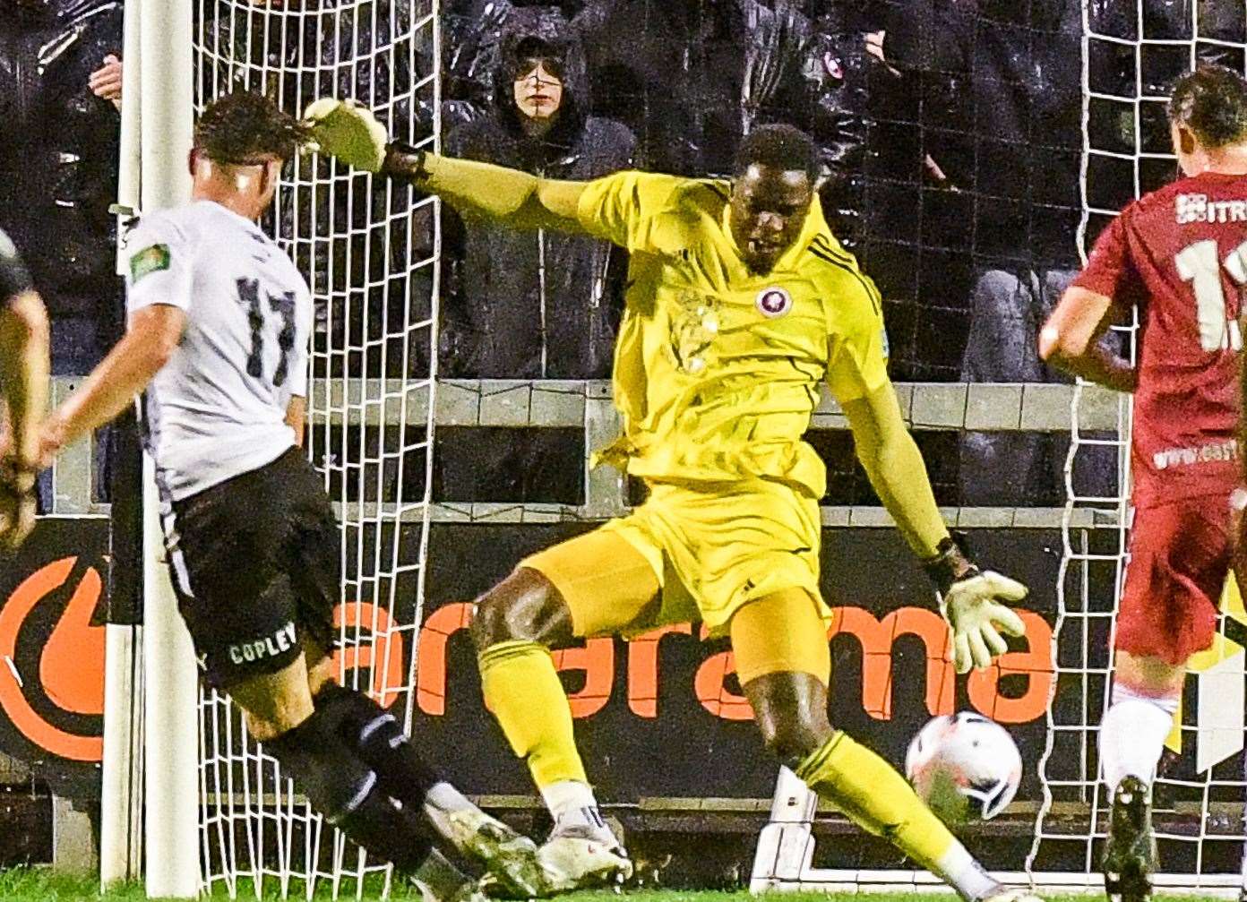 Davide Rodari - pictured scoring for Dartford earlier in the season against Welling - was among the Worthing scorers. Picture: Dave Budden