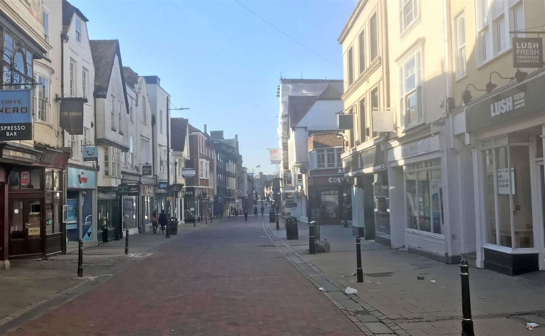 A deserted Canterbury city centre