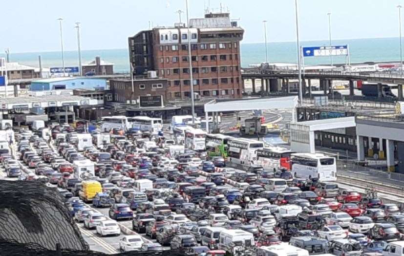 Traffic buildup at the Port of Dover. Library image
