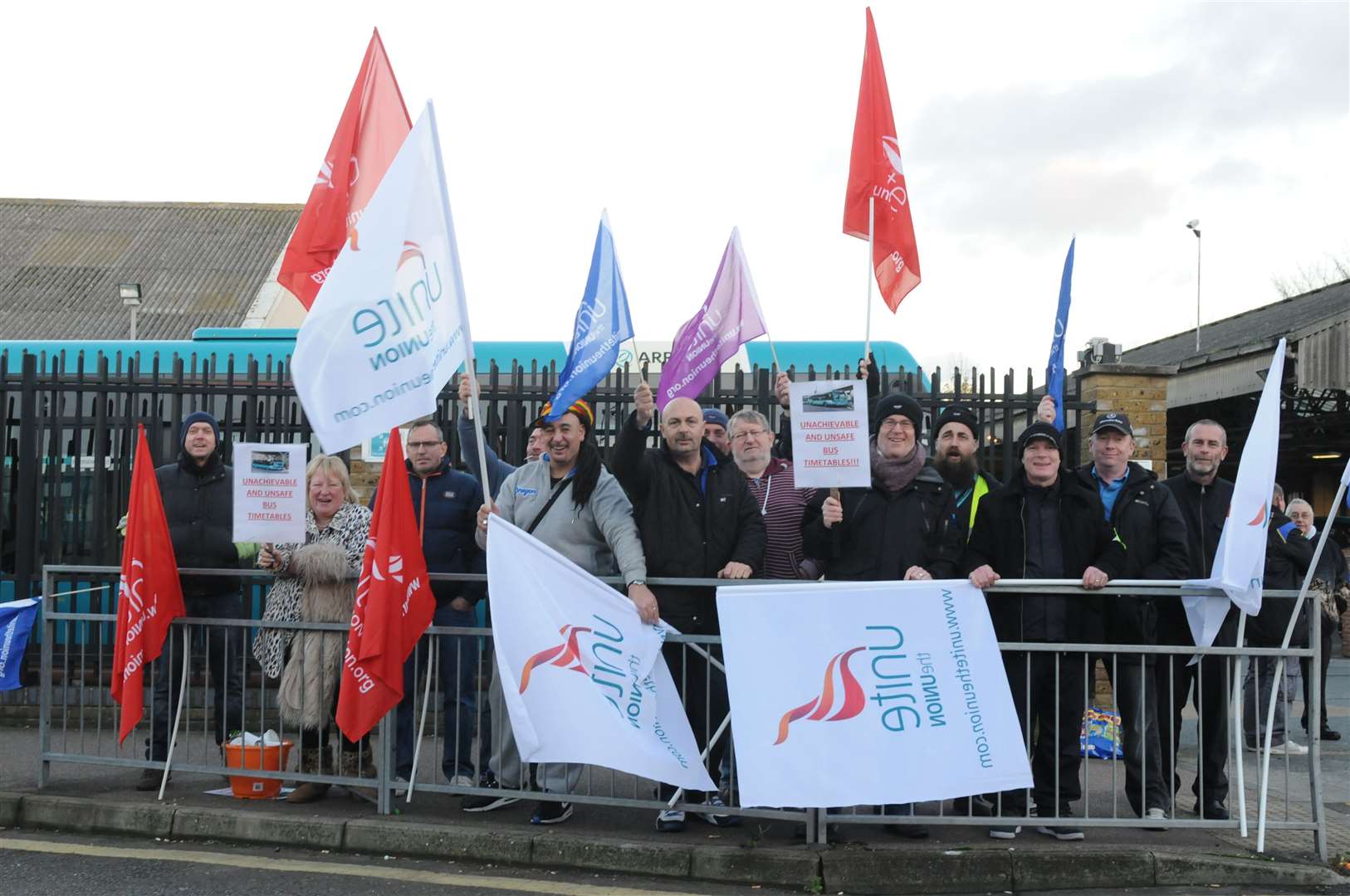 Arriva drivers at an earlier strike action