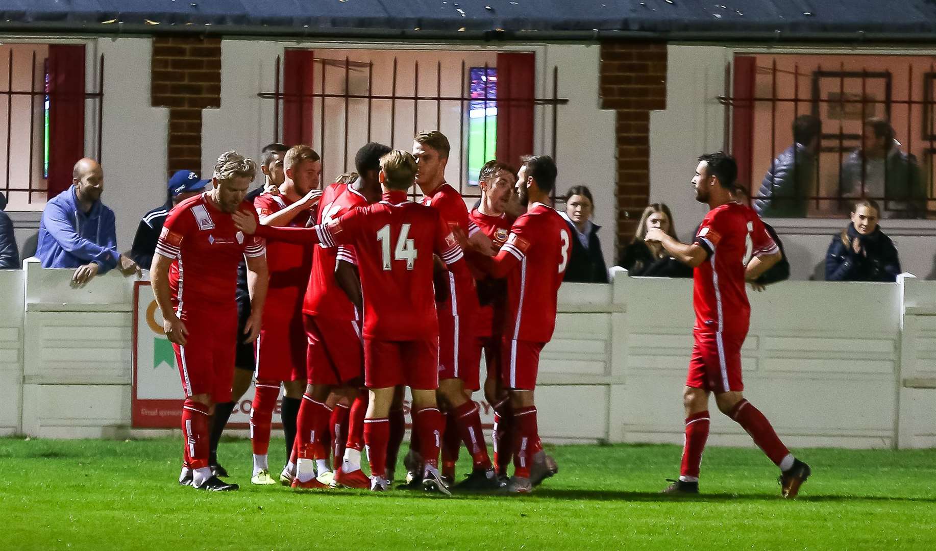 Whitstable celebrate their late winner against Gillingham Picture: Les Biggs