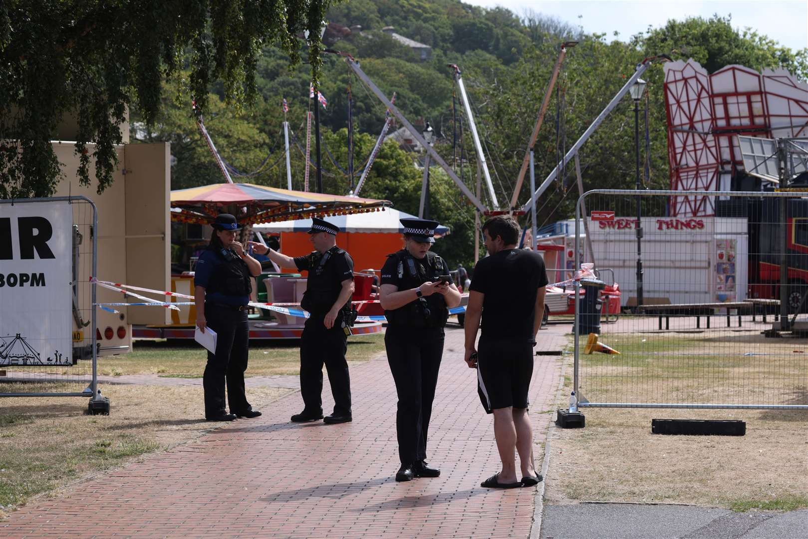The funfair in Pencester Gardens was closed off yesterday. Photo: UKNIP