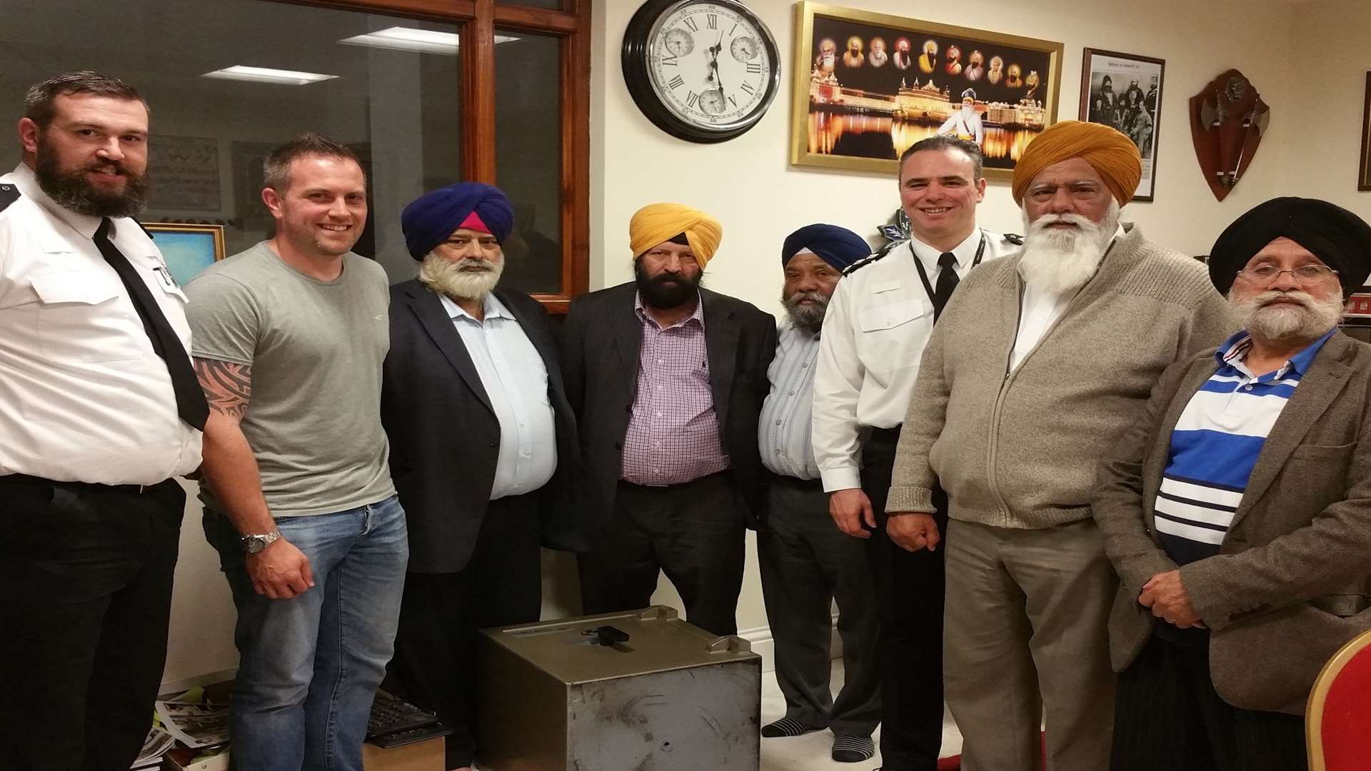 Police with members of the Gravesend Gurdwara