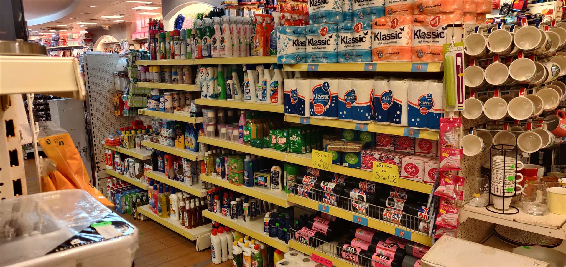 Household goods on sale inside The Value Store in Week Street, Maidstone