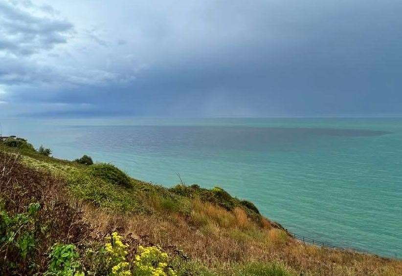 Staining was visible in the sea off Folkestone on Thursday. Photo: Martin Stone