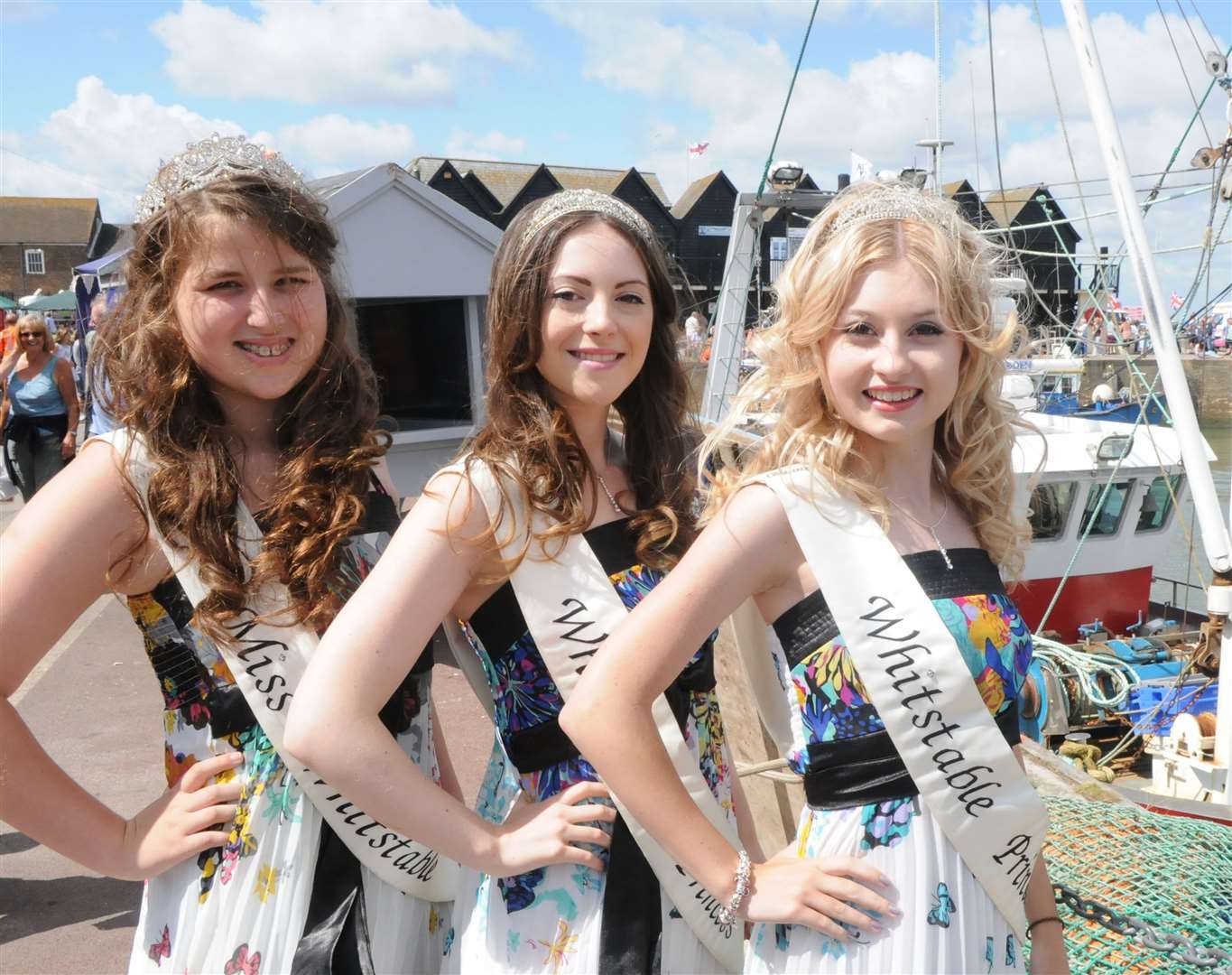 Whitstable’s 2015 carnival court: Miss Whitstable Tia Mapp and her princesses Georgina Euden and Lauren MacKenzie