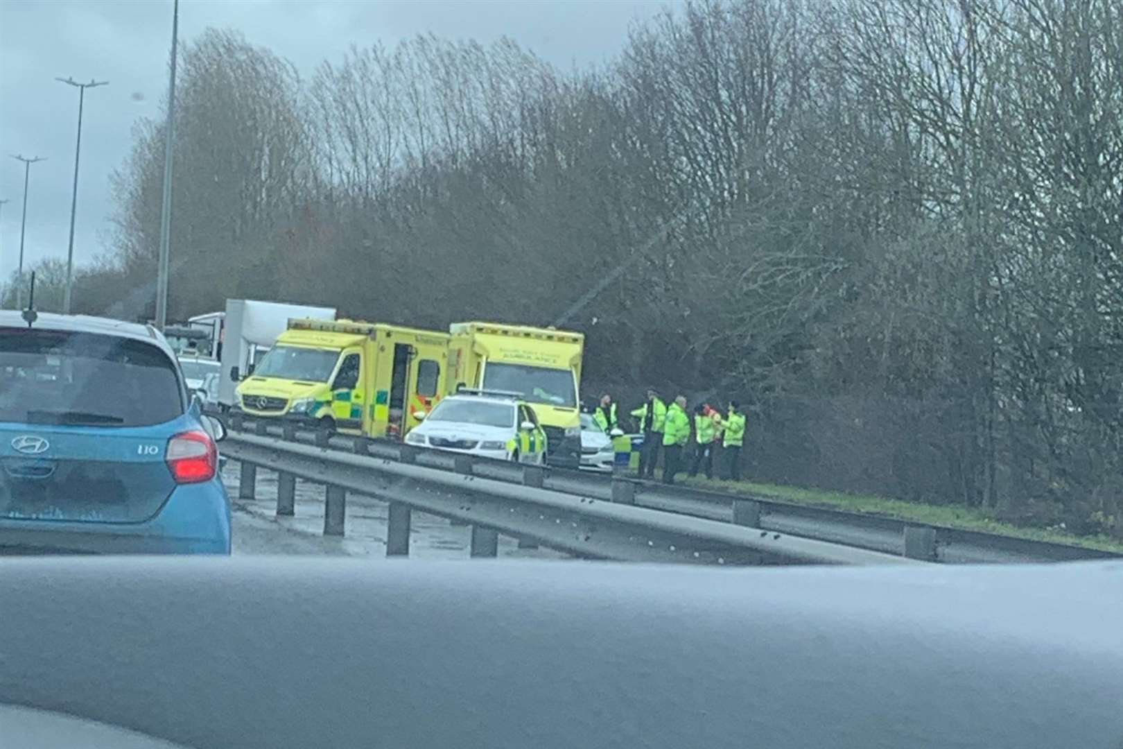 There is a large emergency services response following a crash involving a motorbike and a lorry on the A229 Thanet Way. Picture: Jane Lynch