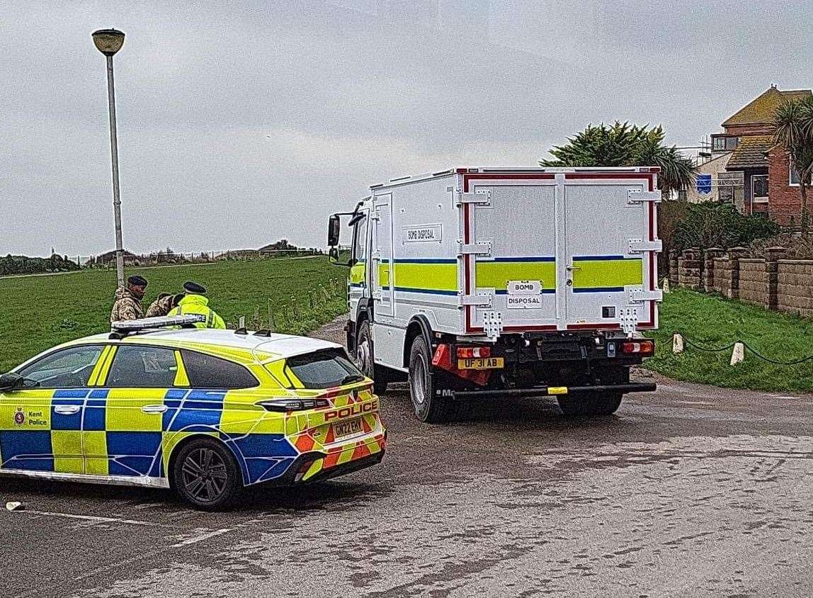 Up to four police cars and a bomb disposal van were seen at the bay. Picture: Jay Walford