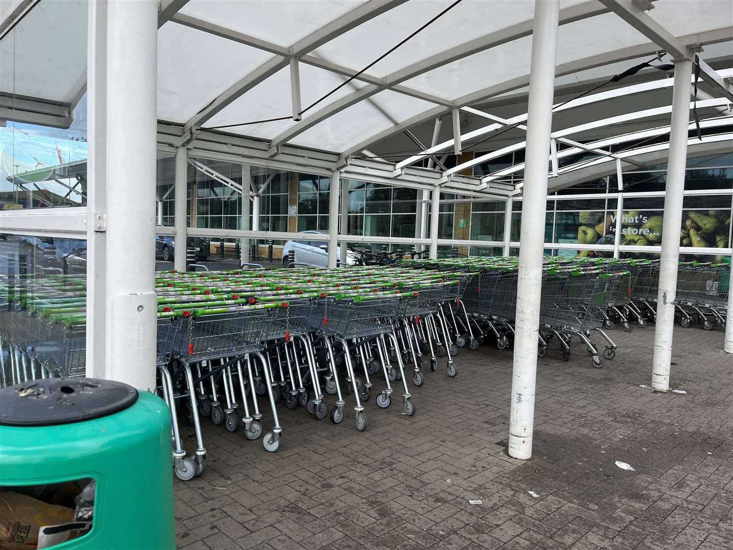 New trolleys have been delivered to Asda in Ashford after there was a scarce amount earlier this month