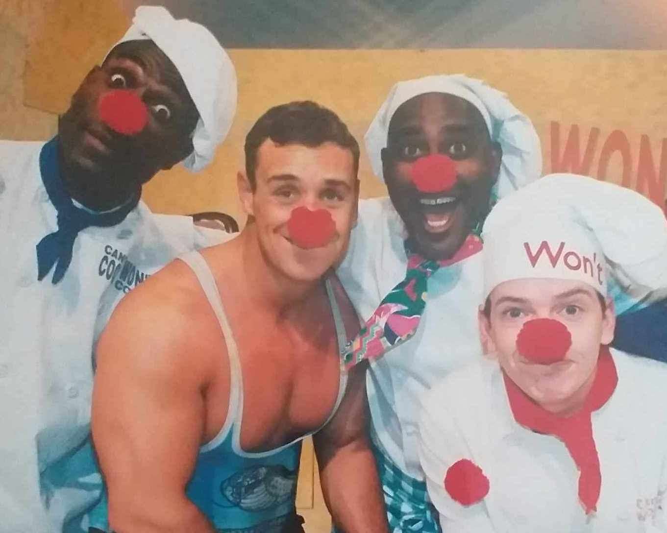 Left to right: Frank Bruno, Michael Wilson, Ainsley Harriot and Adam Woodyatt on Can't Cook, Won't Cook