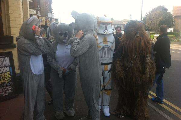 Also on the campaign trail... mice, a startrooper and Chewbacca