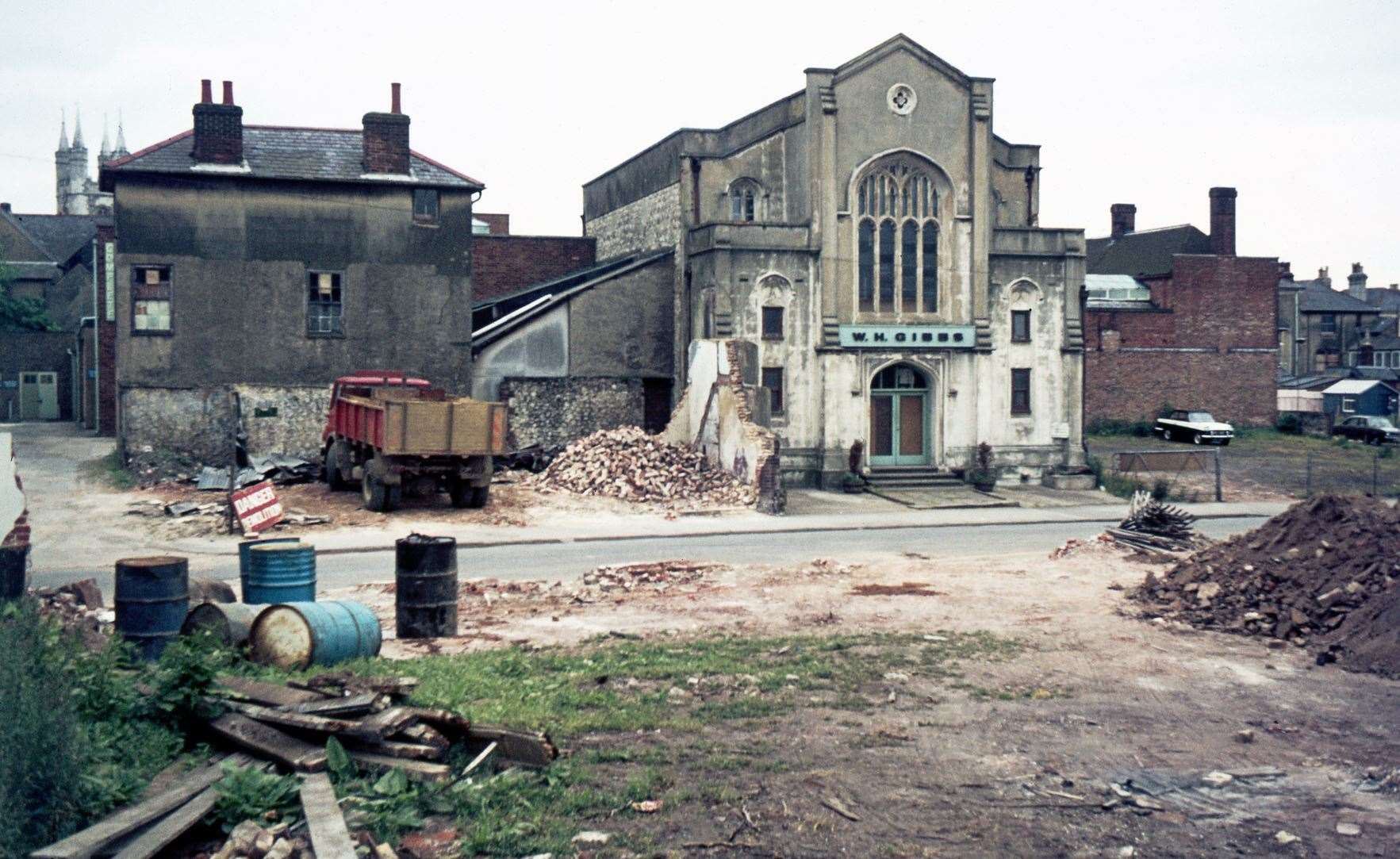 This 1972 view of Hempsted Street (now buried beneath County Square) shows the former Wesleyan Chapel, which was for many years used as a storage space for furnisher WH Gibbs. Many of the residential dwellings in the street had already been demolished at this time to make way for the shopping centre. Picture: Steve Salter