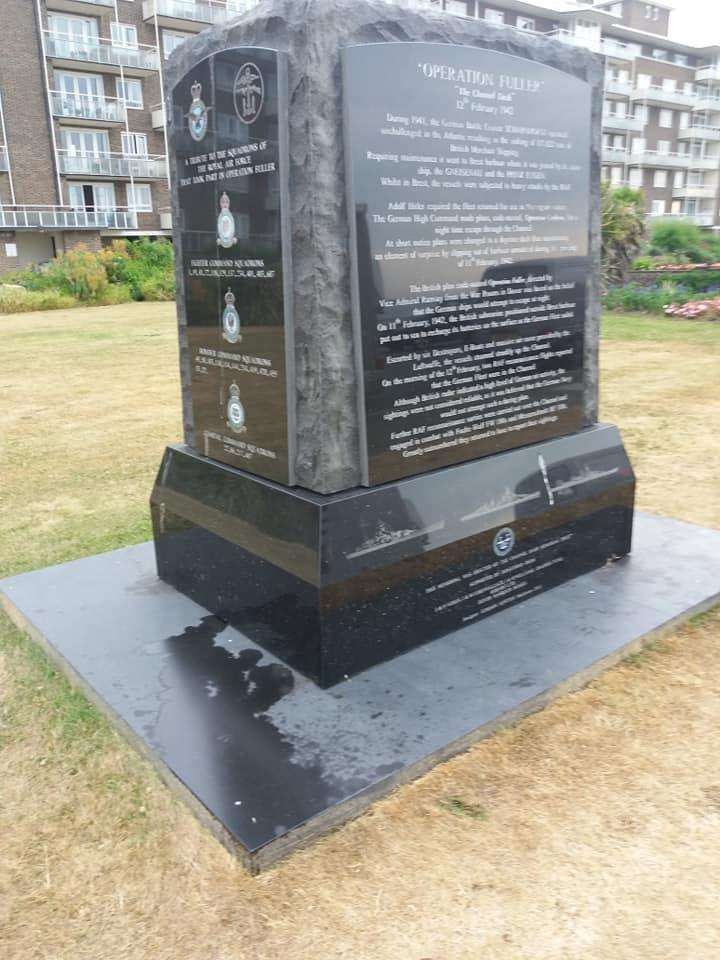 Dog urine on the Operation Fuller memorial at Dover. Picture: Augusta Pearson