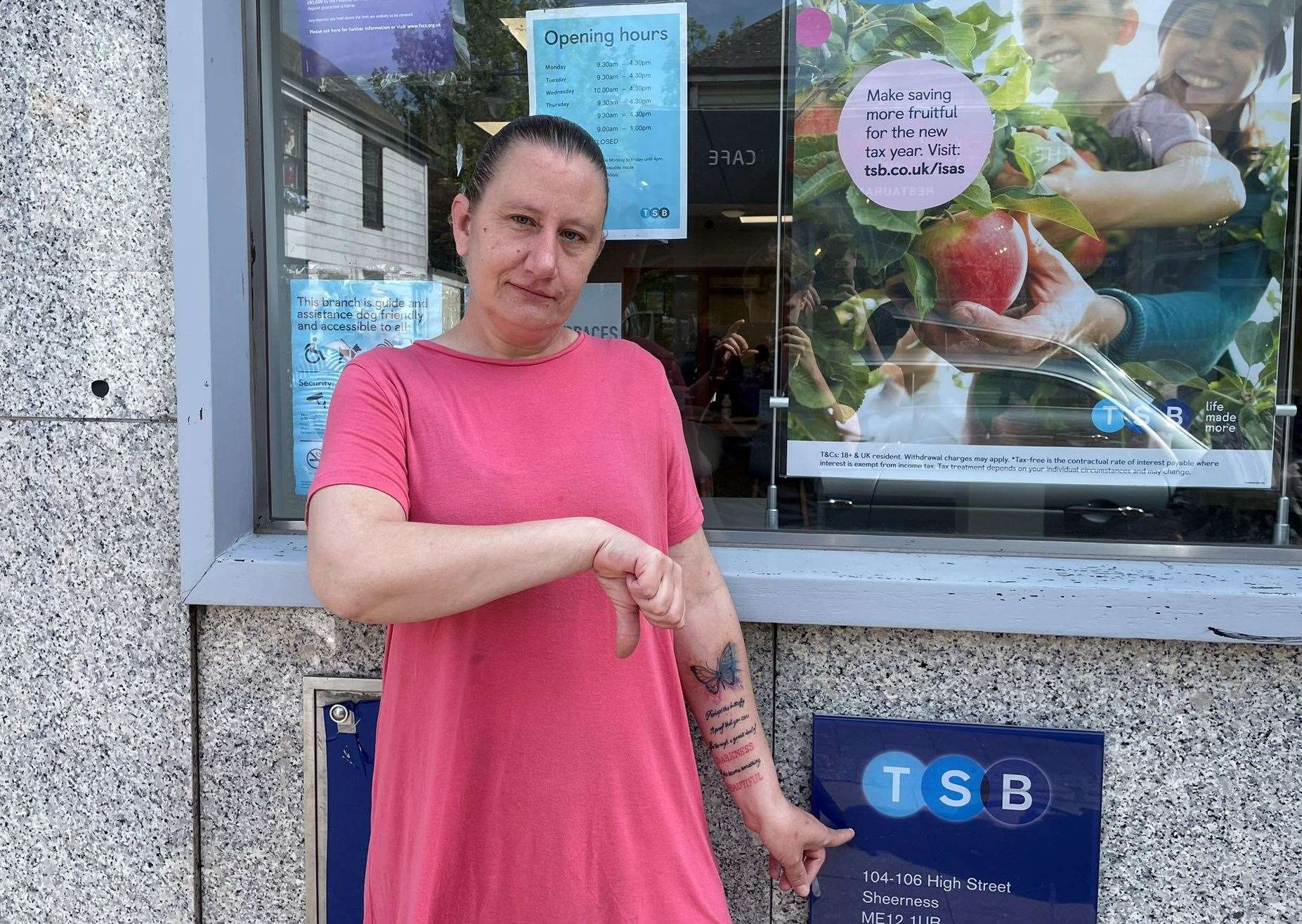 Charlotte Gruczka travels from Warden to Sheerness to use face-to-face services in the TSB bank. Picture: Joe Crossley