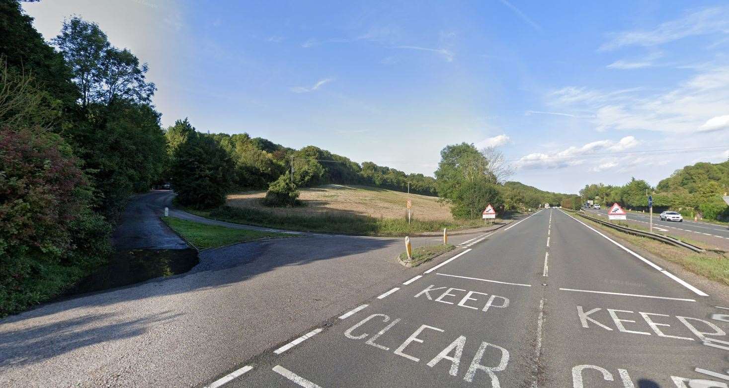 The crash happened on the A249 at the junction with Chalky Road. Picture: Google Maps