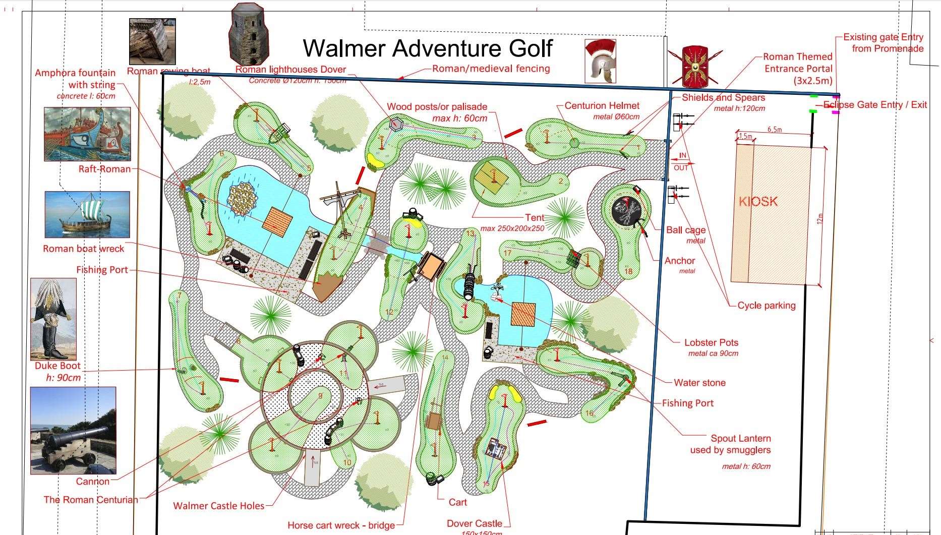 The proposed design of the new adventure golf course in Walmer Picture: Dover council's Planning Portal