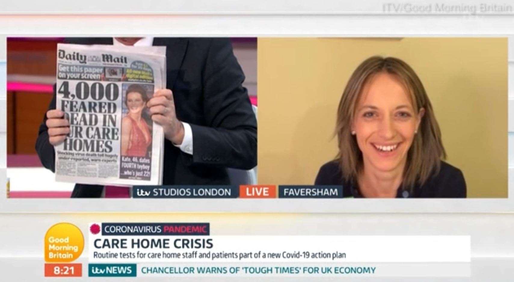 MP Helen Whately was accused of laughing by Piers Morgan during the car-crash interview on Good Morning Britain. Picture: ITV