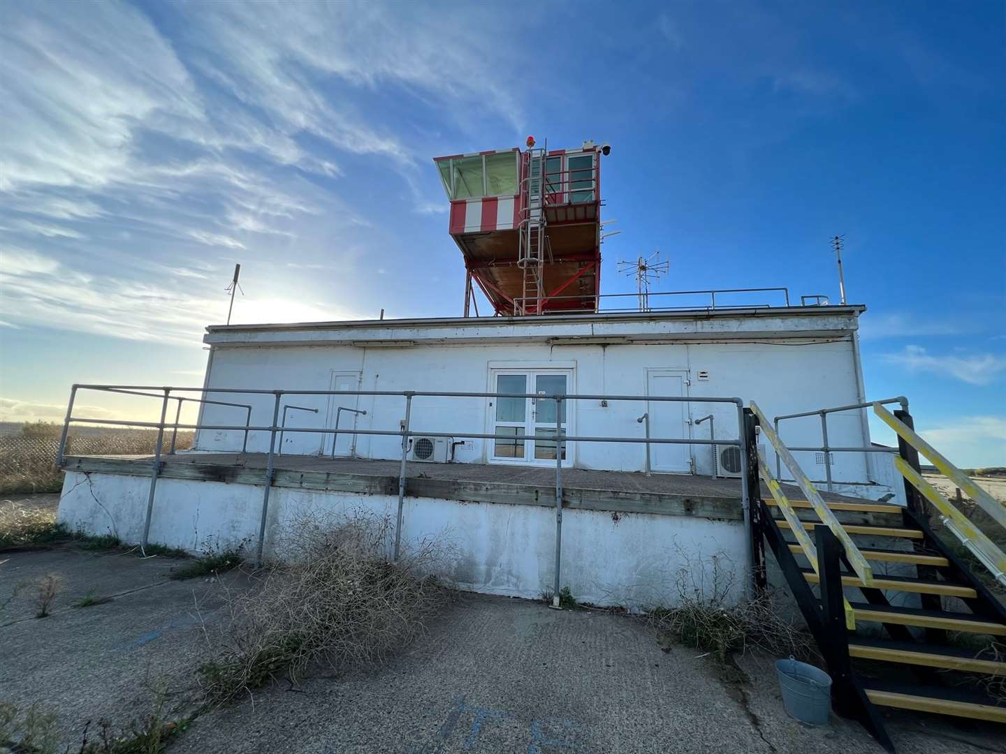 The control tower today stands empty overlooking the runway and along the east coast