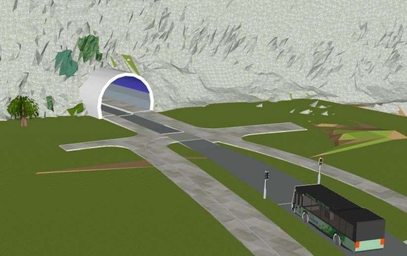 An artist's impression of what the tunnel will look like from the Fastrack spine approach. Picture: KCC