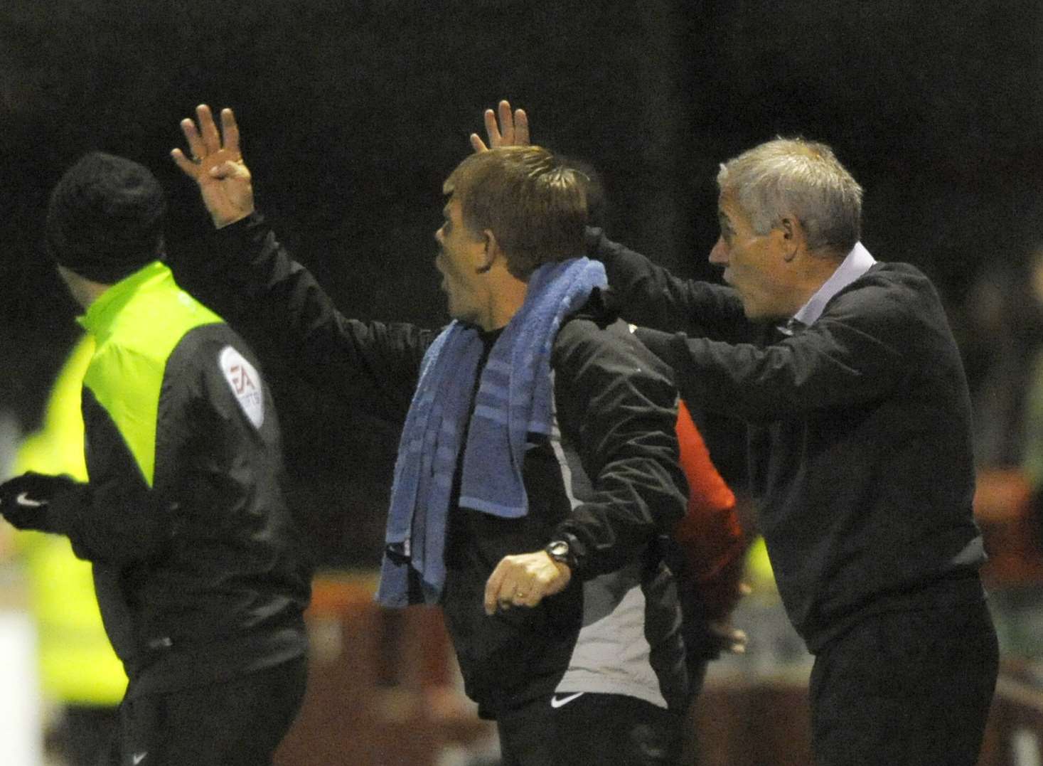 Andy Hessenthaler and Peter Taylor give instructions from the sidelines against Crawley Picture: Barry Goodwin