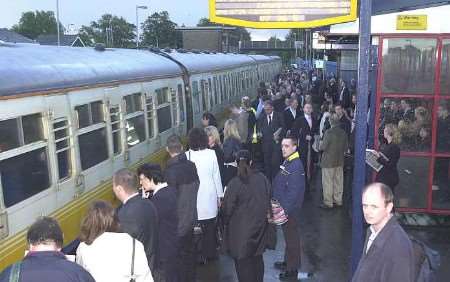 The scene at Rainham railway station on Tuesday morning. Picture: BARRY CRAYFORD