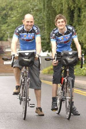 Father and son Mark and Sam Swain have reached Budapest in their bike ride to Japan