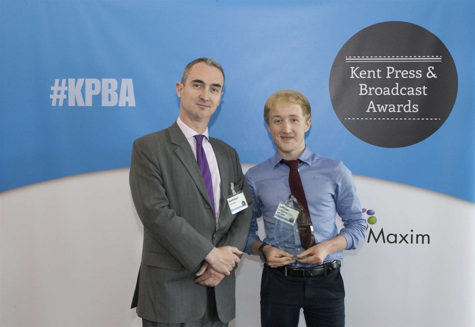 Tom Acres collects the young journalist of the year prize