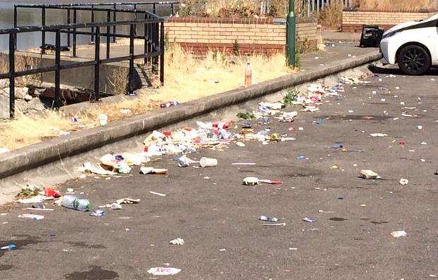 Workers greeted with rubbish strewn across their car park