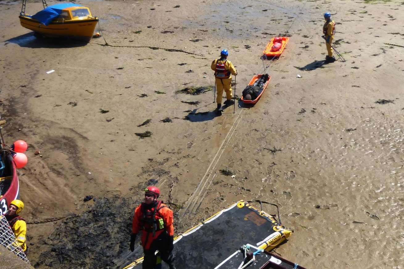 The mud rescue exercise took place in Margate Harbour