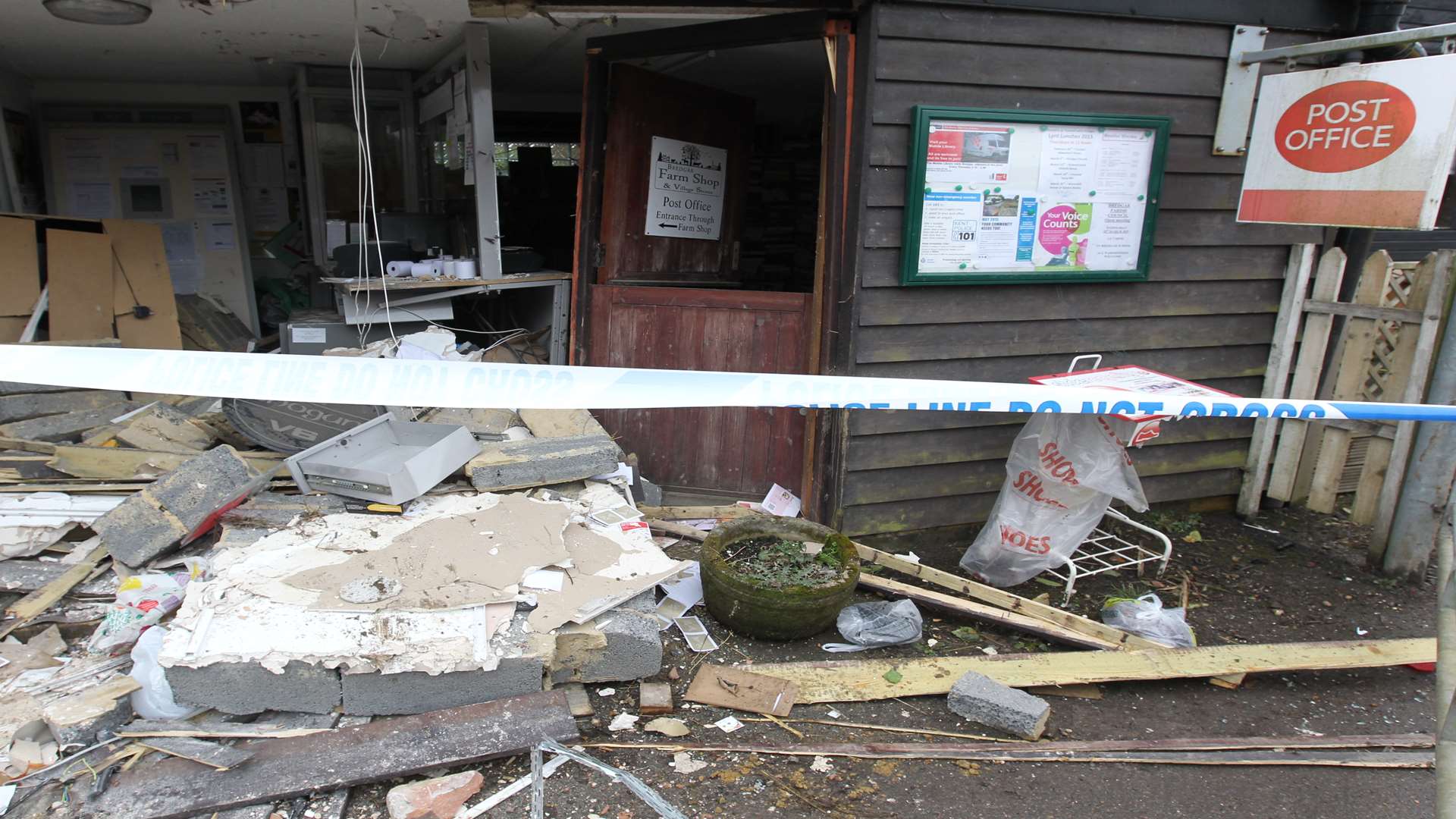 The scene of devastation at Bredgar post office