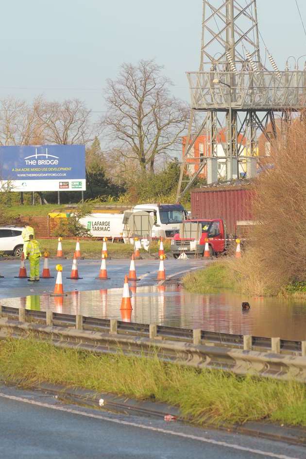 Bob Dunn way A206 closed due to flooding