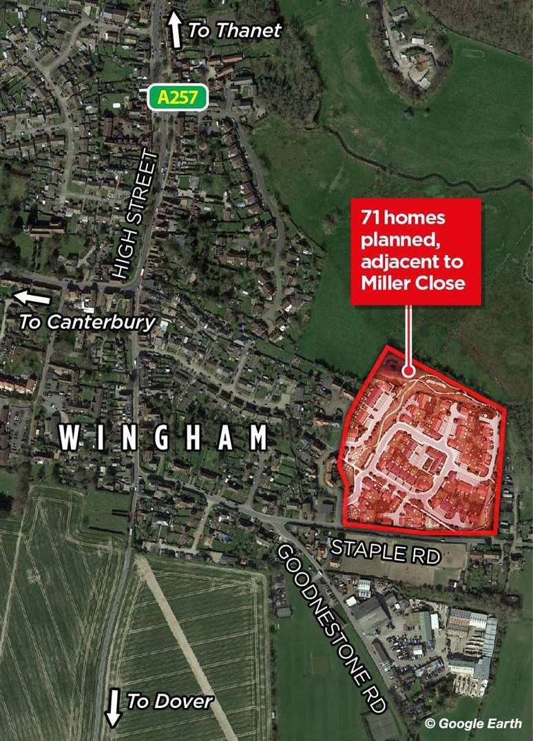 Some residents fear the proposed development in Wingham, between Canterbury and Dover, will exacerbate congestion problems in the village