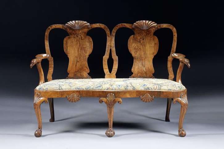 A George II walnut double chair